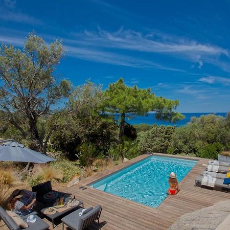 Villa Bodri, Maison En Pierre Avec Vue Mer Et Piscine Chauffee เอลเลอรูซ ภายนอก รูปภาพ